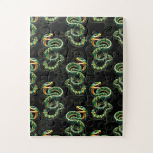 Quebra-cabeça Design Cobra de padrão de fundo preto