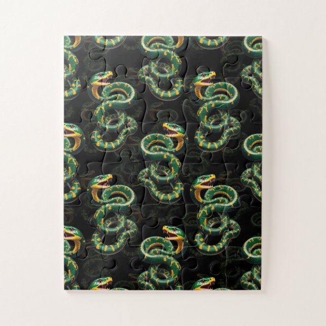 Quebra-cabeça Design Cobra de padrão de fundo preto (Vertical)