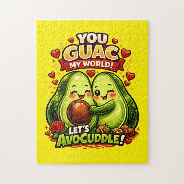 Quebra-cabeça Design de amor de abacate fofo para o Dia dos Namo (Vertical)