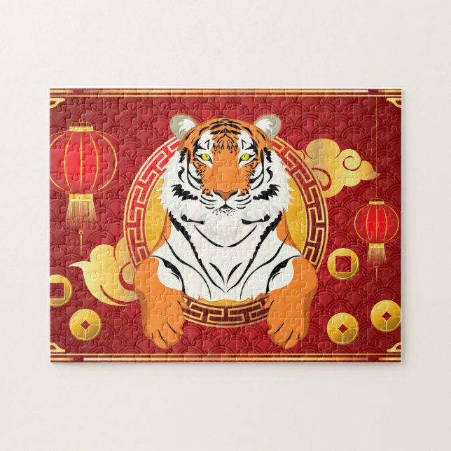 Quebra-cabeça Design de ano novo chinês com tigre (Horizontal)