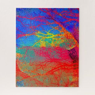 Quebra-cabeça Design de árvore abstrato em vermelho e azul