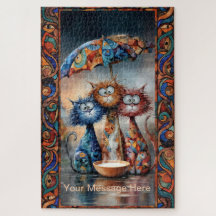 design de gato engraçado boho sob guarda-chuva