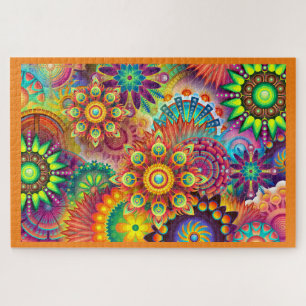 Quebra-cabeça Design de Groovy Psychedelic Mandala