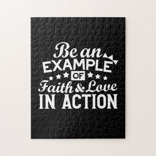 Quebra-cabeça Design de Motivação Cristã - Fé, Amor e Ato (Vertical)