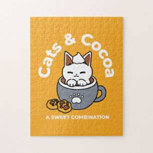 Quebra-cabeça Design de Mug Feriado com Cozy Cat e Cookies de Pa
