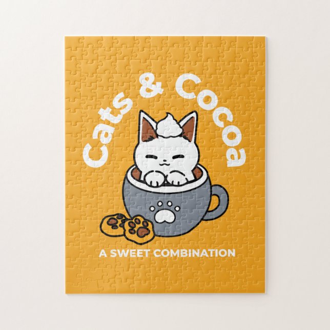 Quebra-cabeça Design de Mug Feriado com Cozy Cat e Cookies de Pa (Vertical)