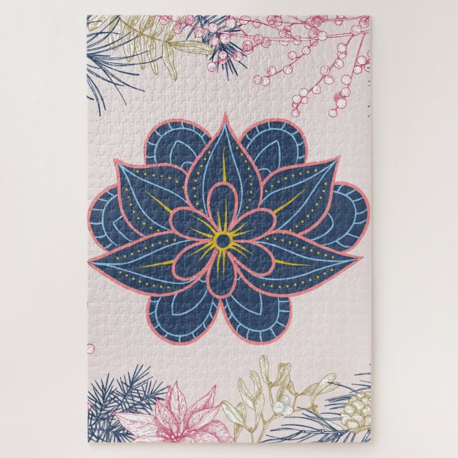 Quebra-cabeça Design de padrão de Paisley azul e roxo (Vertical)