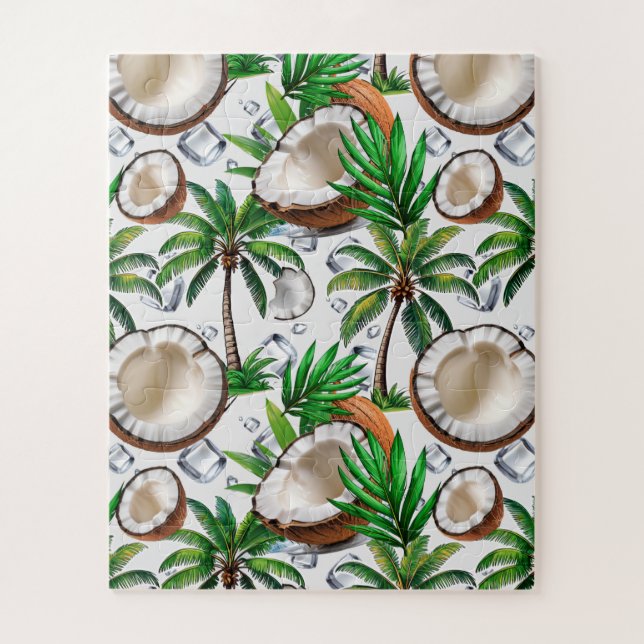 Quebra-cabeça Design de Padrão Tropical de Árvore de Coco (Vertical)