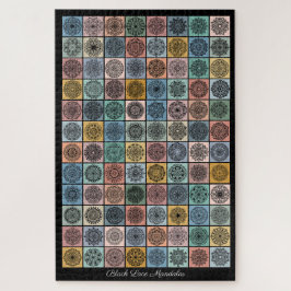 Quebra-cabeça Design de Patchwork do Mandalas Applique Preto