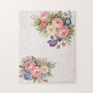 Quebra-cabeça Design de Rosa Floral Personalizada Rústica Vintag