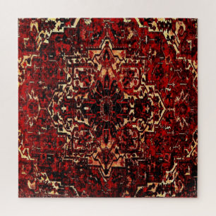 Quebra-cabeça design de tapete oriental vermelho escuro