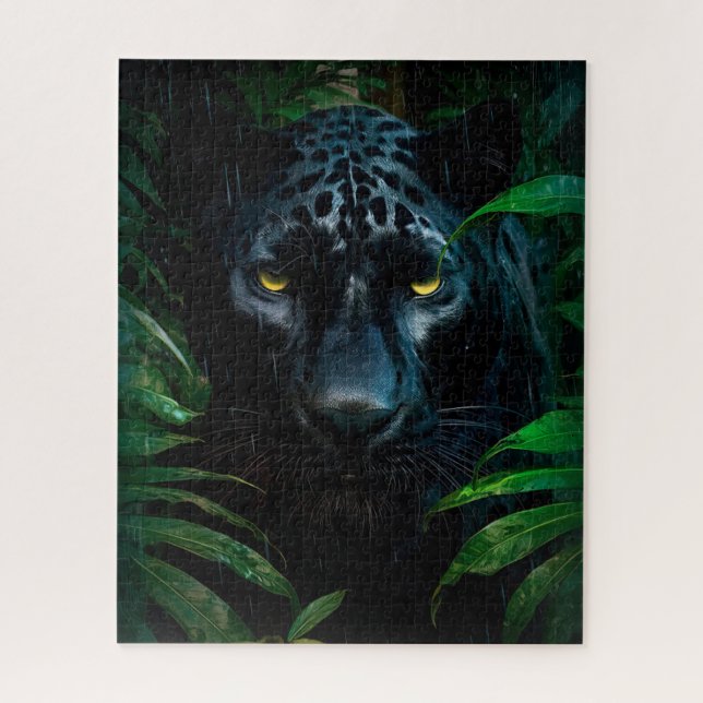 Quebra-cabeça Design de Vida Selvagem da Selva da Pantera Negra  (Vertical)