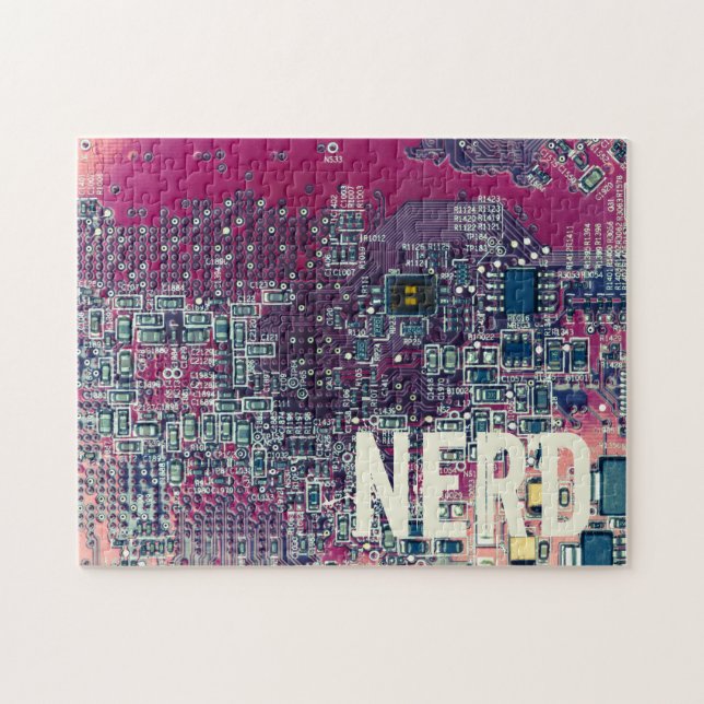 Quebra-cabeça Design do nerd do circuito vermelho (Horizontal)