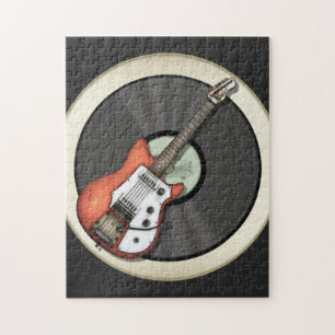 Quebra-cabeça Design do registro da guitarra e de vinil do