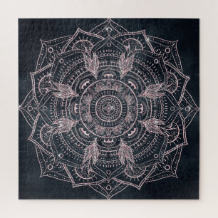 Quebra-cabeça Design Elegante de Cinza de Mandala Dourada