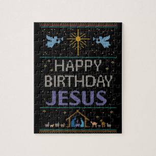 Quebra-cabeça Design Feliz Aniversário Jesus Religioso
