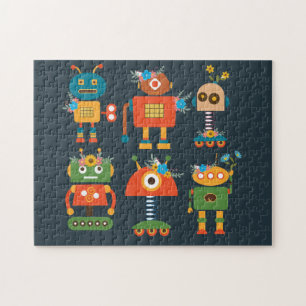 Quebra-cabeça design para crianças de robôs lindos