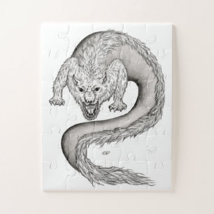 Quebra-cabeça Design preto e branco do Wolfdragon