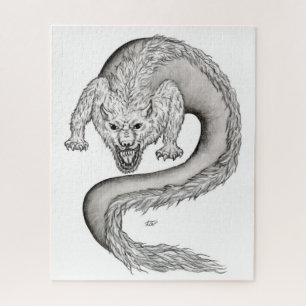 Quebra-cabeça Design preto e branco do Wolfdragon