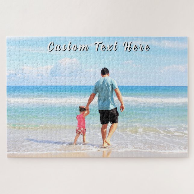 Quebra-cabeça Design Your Own Photo Puzzle Gift with Text Name (Horizontal)