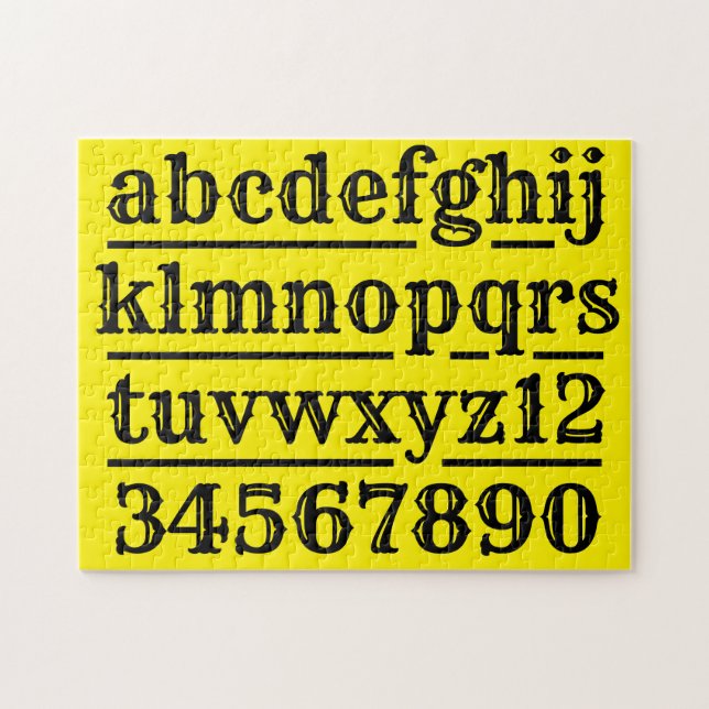Quebra-cabeça Designs alfabéticos e numéricos (Horizontal)