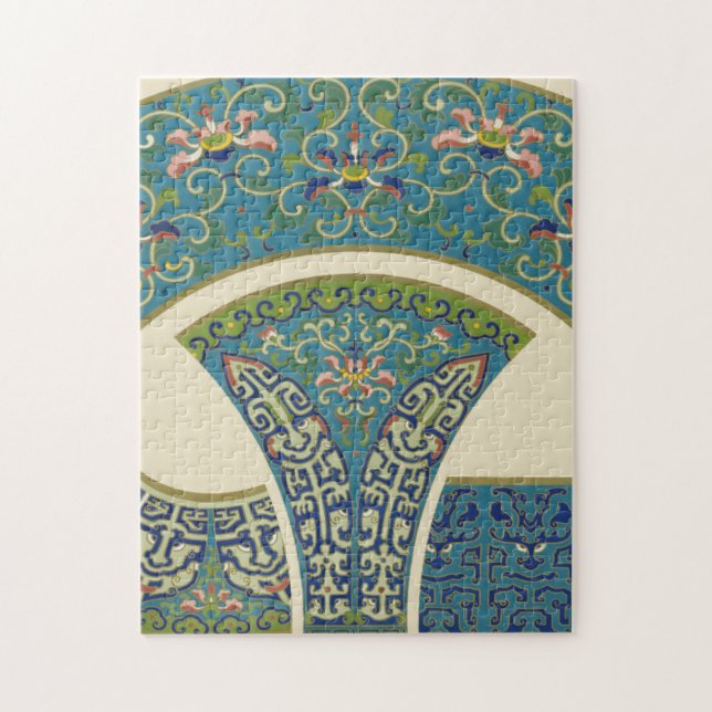 Quebra-cabeça Designs Orientais Azuis com Rostos Sorridentes (Vertical)
