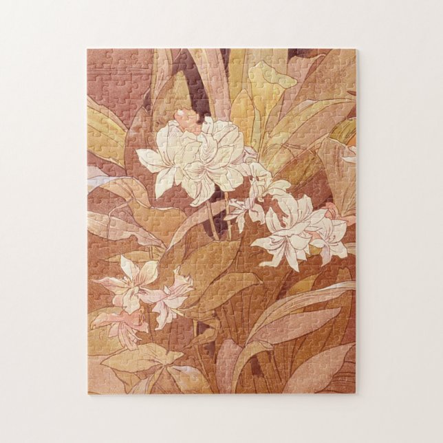 Quebra-cabeça Detalhe Floral Art Nouveau de Alphonse Mucha (Vertical)