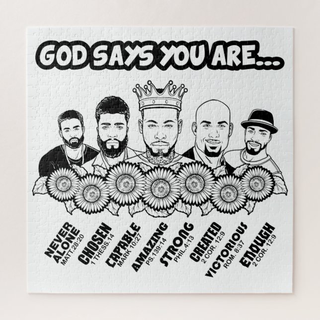 Quebra-cabeça Deus diz que eu sou o rei negro Melanin Man Bruh B (Vertical)