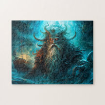 Deus do Mar Emergindo da Fantasia Oceânica Pintura