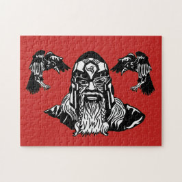 Quebra-cabeça Deus Odin dos noruegueses com seus corvos