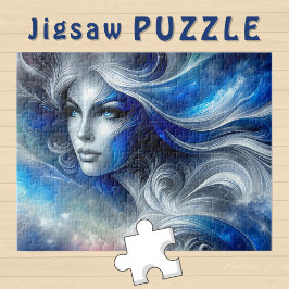 Quebra-cabeça Deusa Celestial White Blue Head Fevereiro -
