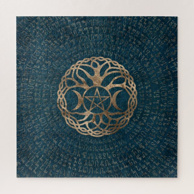 Quebra-cabeça Deusa da Lua Tripla com pentagrama (Vertical)