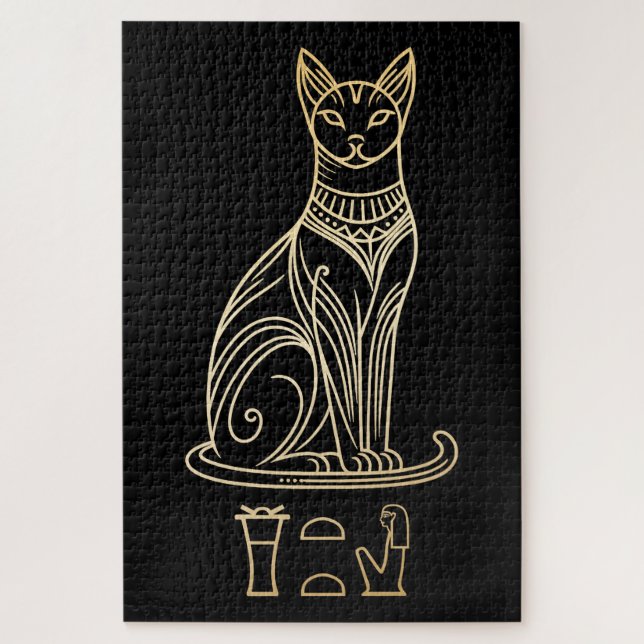 Quebra-cabeça Deusa de Gato Egípcia. Nome em hieroglifos (Vertical)