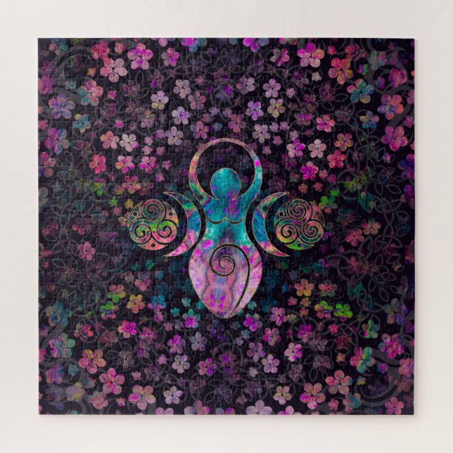 Quebra-cabeça Deusa Lua tripla com triskele (Vertical)