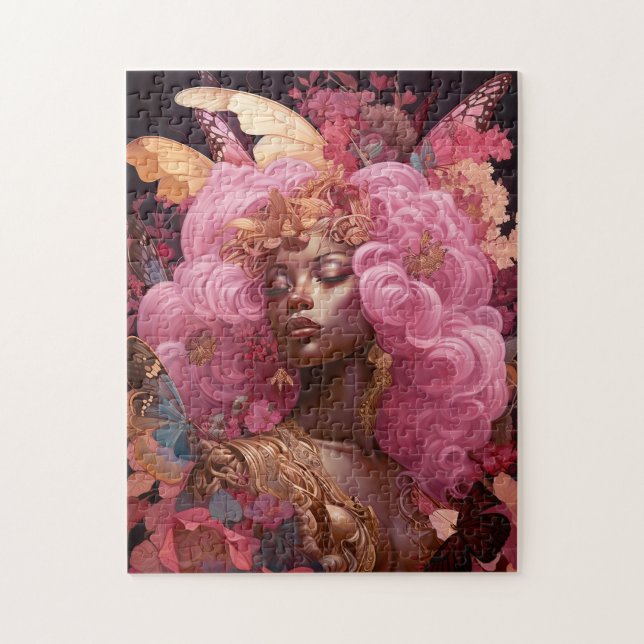 Quebra-cabeça Deusa Negra A Rosa e Dourada (Vertical)