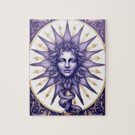 Quebra-cabeça Deusa Solar Celestial Roxa e Branca Mística
