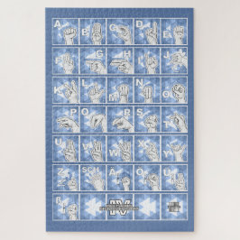 Quebra-cabeça Deutsches Fingeralphabet 4 - blau /