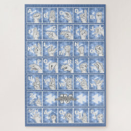 Quebra-cabeça Deutsches Fingeralphabet 4 - blau /