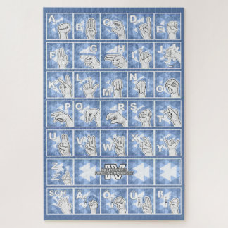 Quebra-cabeça Deutsches Fingeralphabet 4 - blau /
