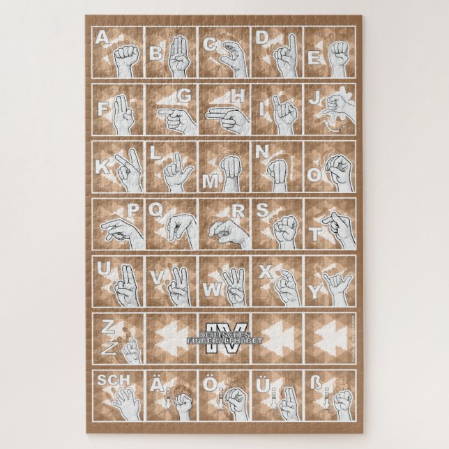 Quebra-cabeça Deutsches Fingeralphabet 4 - braun / (Vertical)