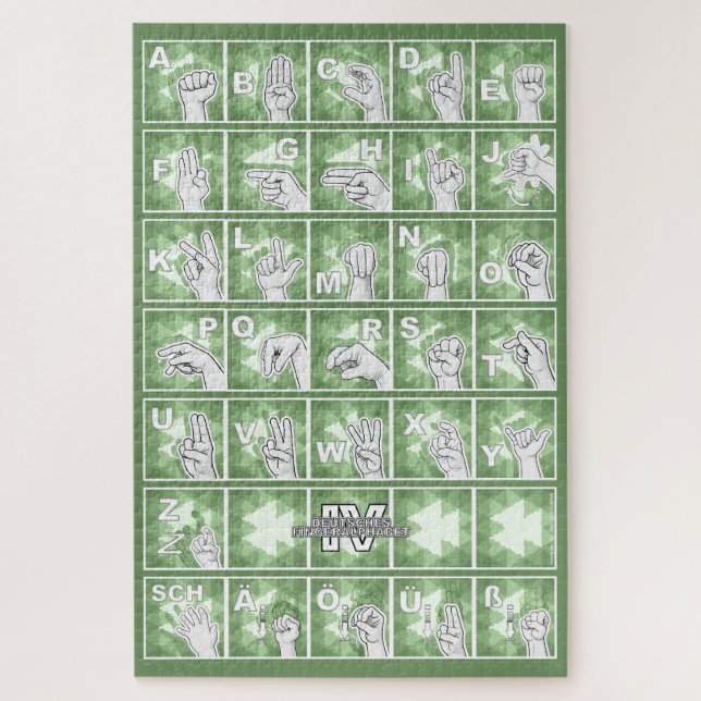 Quebra-cabeça Deutsches Fingeralphabet 4 - grün / (Vertical)