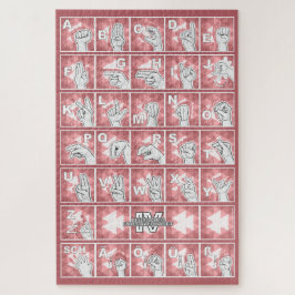 Quebra-cabeça Deutsches Fingeralphabet 4 - rot /