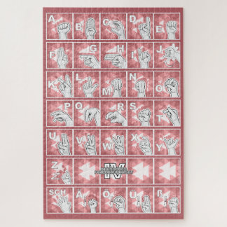 Quebra-cabeça Deutsches Fingeralphabet 4 - rot /