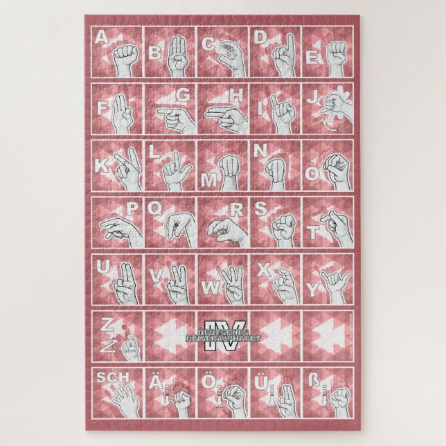 Quebra-cabeça Deutsches Fingeralphabet 4 - rot / (Vertical)