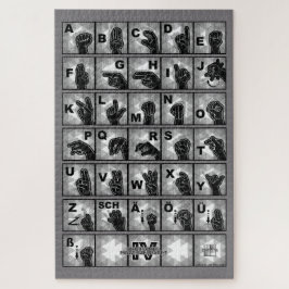 Quebra-cabeça Deutsches Fingeralphabet 4 - schwarz / Puzzle