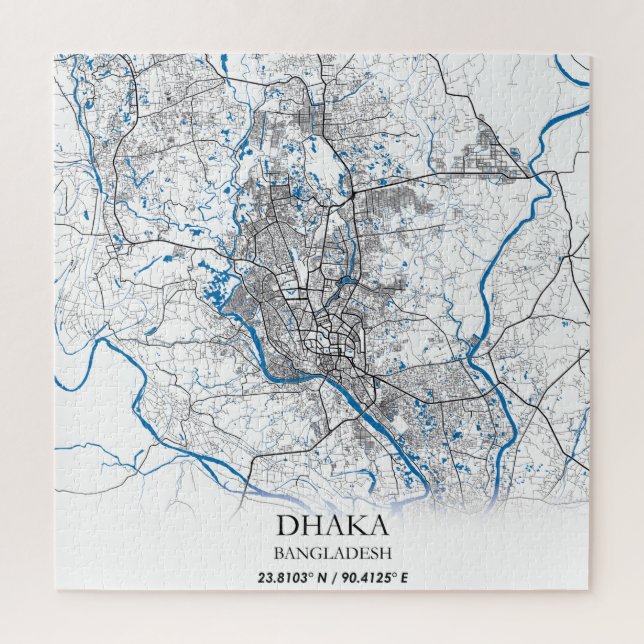 Quebra-cabeça Dhaka Bangladesh City Map Viagem Simples Mínimo (Vertical)