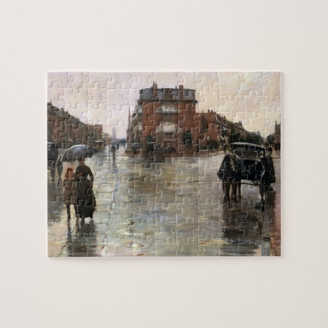 Quebra-cabeça Dia Chuvoso, Boston de Frederick Childe Hassam (Horizontal)