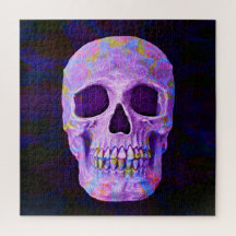 Dia Da Cabeça Do Púrpura Do Gótico Neon Azul Morto