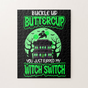Quebra-cabeça Dia de as Bruxas engraçado Witch Switch Neon Green