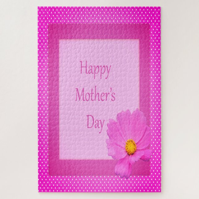 Quebra-cabeça Dia de as mães feliz com a flor rosa (Vertical)